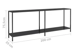 Mesa consola vidrio templado negro 200x35x75,5 cm