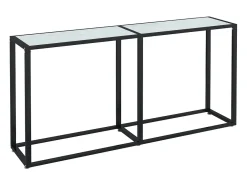Mesa consola vidrio templado mármol blanco 160x35x75,5 cm