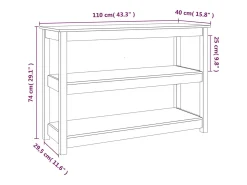 Mesa consola 110x40x74 cm Madera maciza de pino