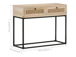 Mesa consola 100x35x76 cm Madera de mango y caña natural