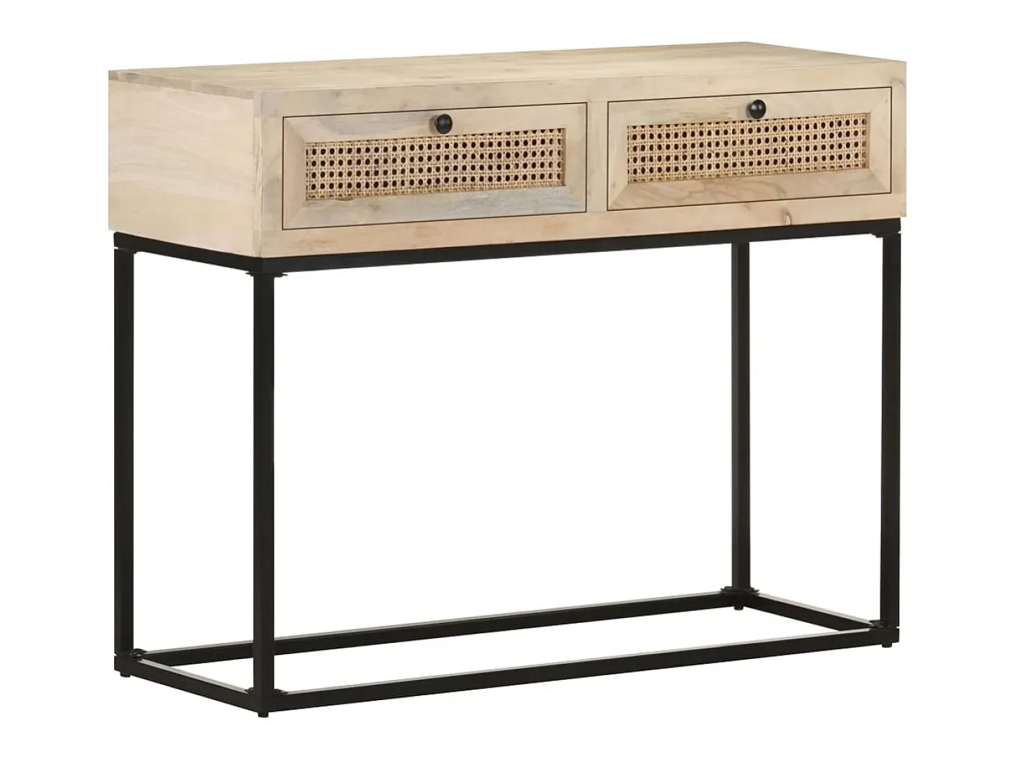 Mesa consola 100x35x76 cm Madera de mango y caña natural