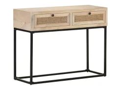Mesa consola 100x35x76 cm Madera de mango y caña natural