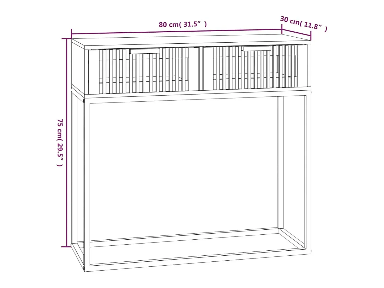 Mesa consola 80x30x75 cm madera contrachapada y hierro
