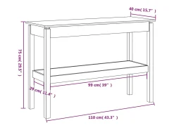 Mesa consola 110x40x75 cm Madera maciza de pino