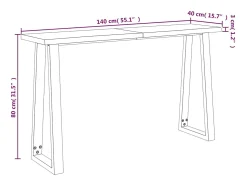 Mesa consola 140x40x80 cm madera maciza de acacia