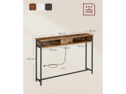 Mesa consola 25x120x81 cm marrón y negro