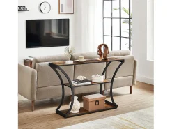 Mesa Consola 120x30x80 cm Negro Vintage Marrón