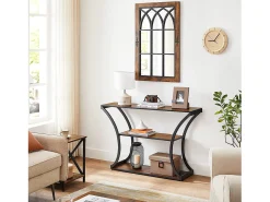Mesa Consola 120x30x80 cm Negro Vintage Marrón