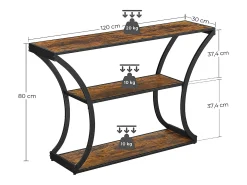 Mesa Consola 120x30x80 cm Negro Vintage Marrón