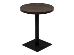 Mesa de bar bistró MDF y acero redonda fresno oscuro 60x75 cm