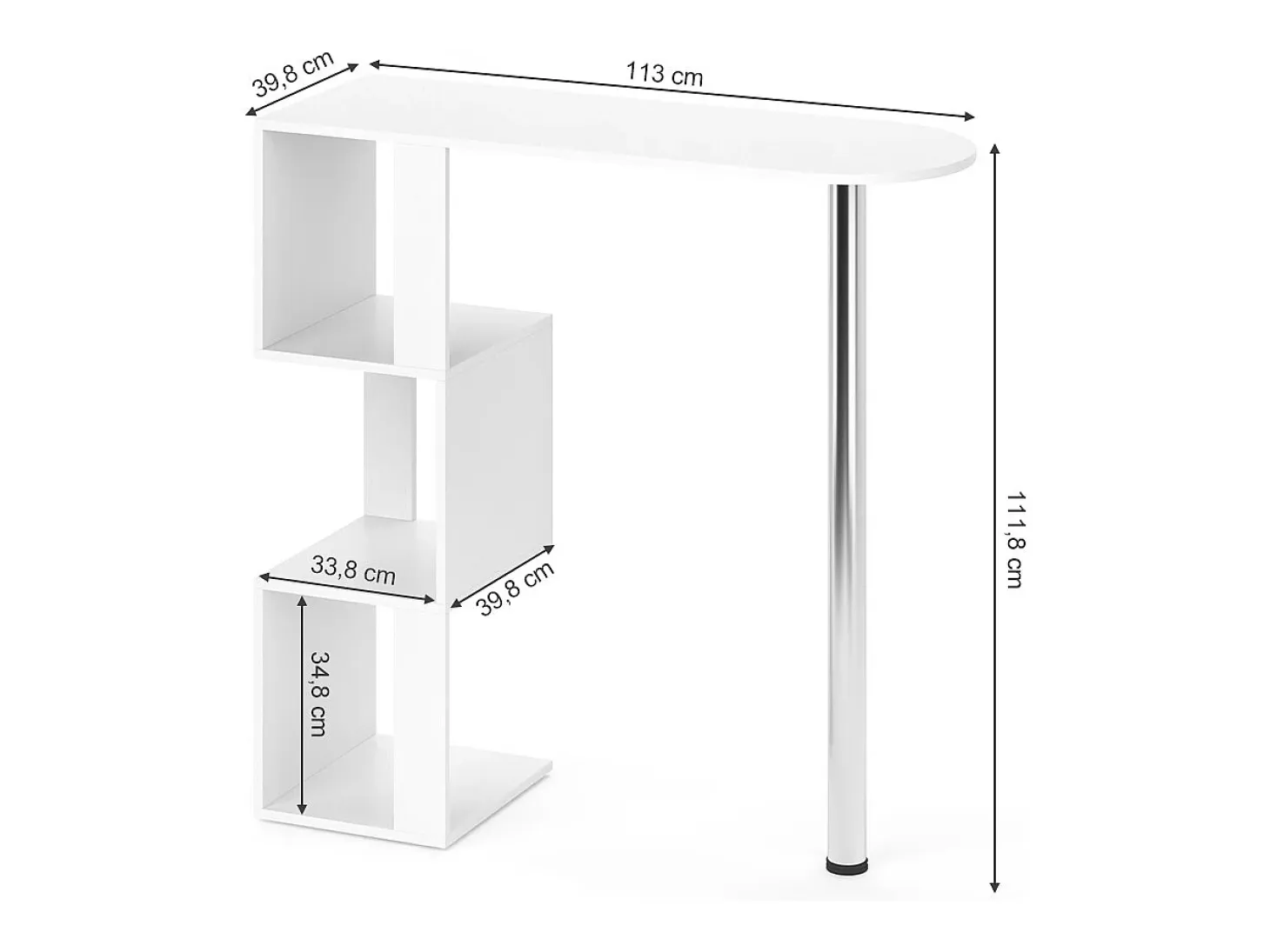 Mesa de bar blanco 113x39.8x111.8 vincent