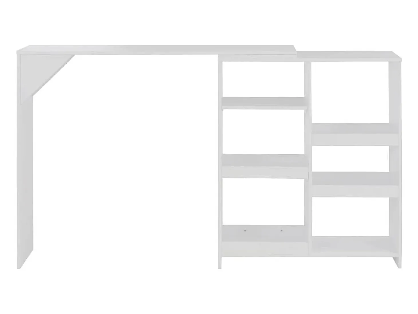 Mesa de bar con estantería móvil blanca 138x39x110 cm