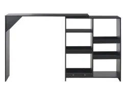 Mesa de bar con estantería móvil negro 138x39x110 cm ES551501