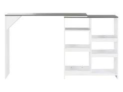 Mesa de bar con estantería móvil blanca 138x39x110 cm ES852712