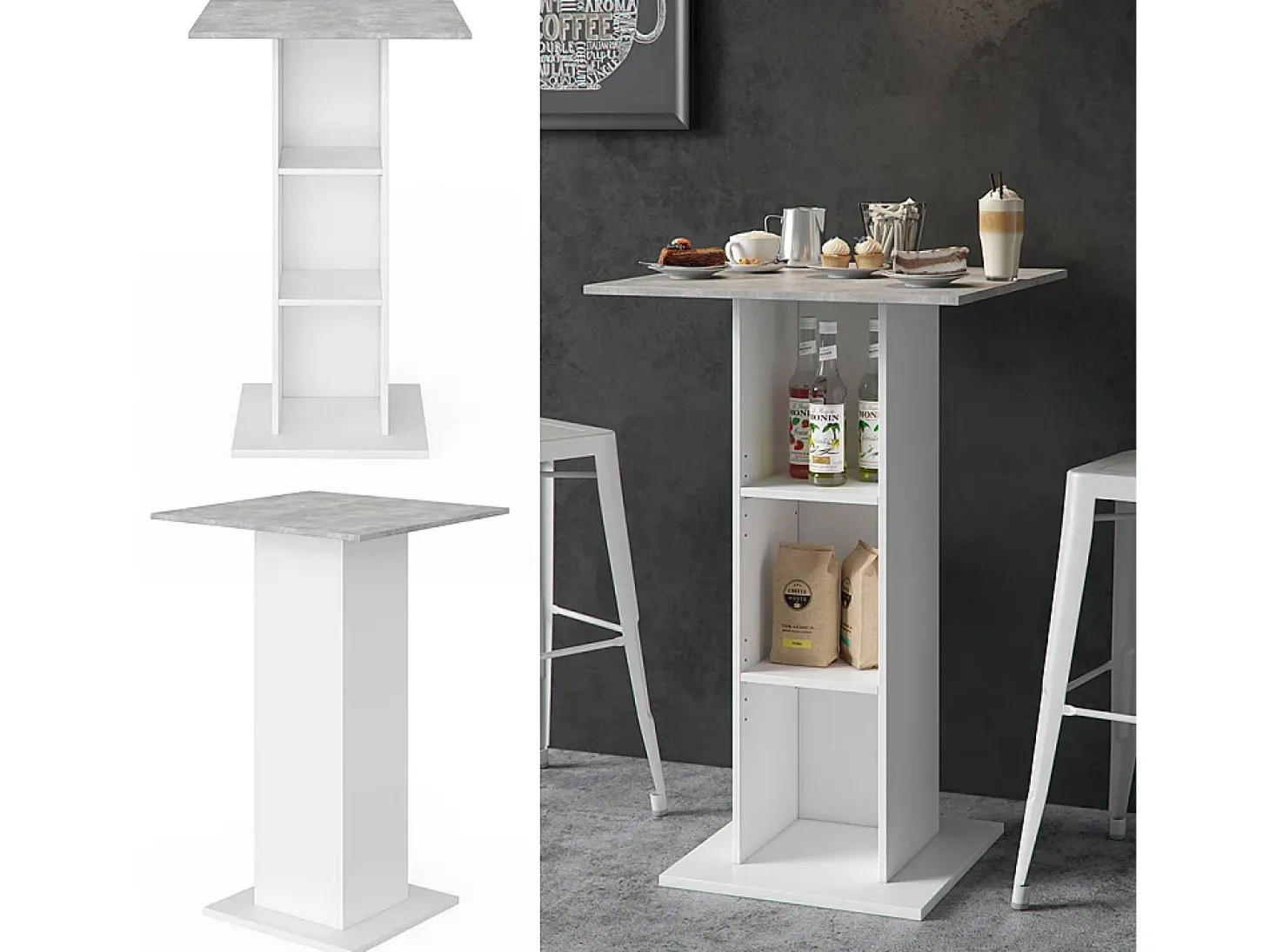 Mesa de bar hormigón 70x70x109 rodeo