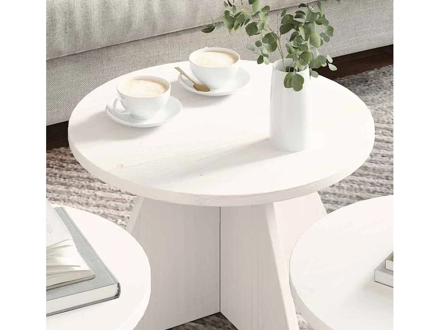 Mesa de Café 3 piezas 49 x 49 x 30 cm Madera maciza de pino
