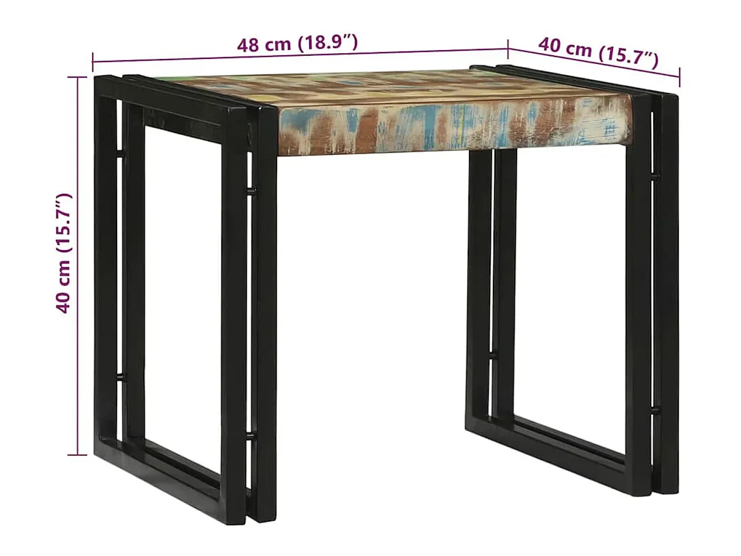 Mesa de Café 2 piezas Multicolor madera maciza reciclada
