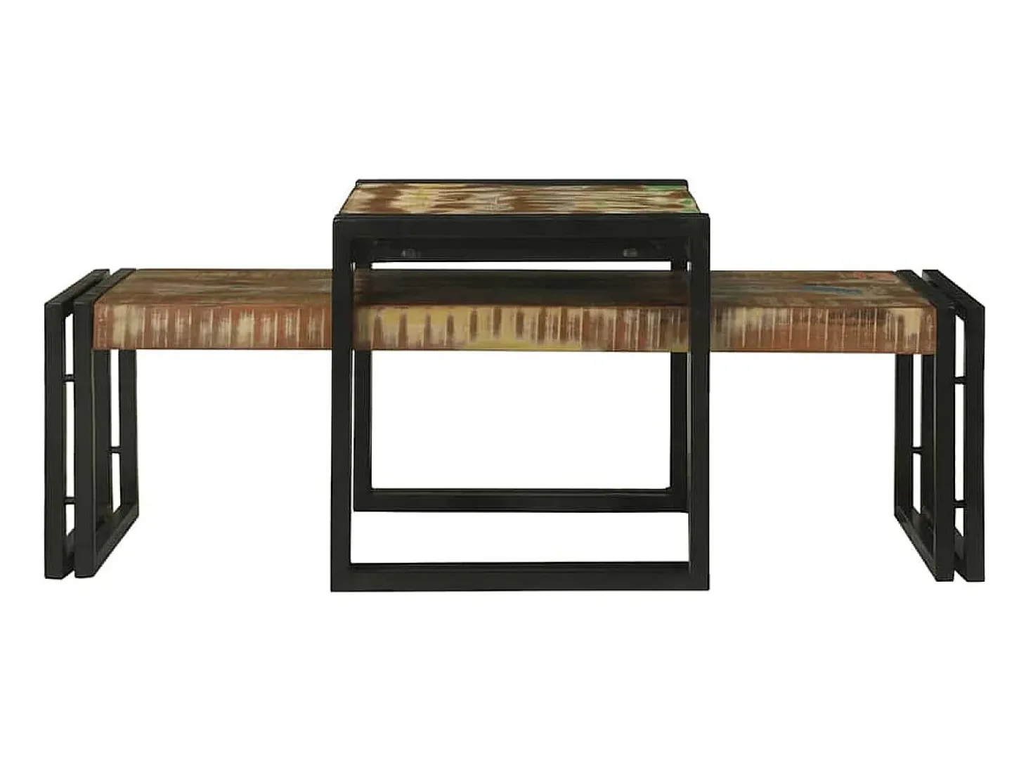 Mesa de Café 2 piezas Multicolor madera maciza reciclada