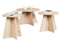 Mesa de Café 3 piezas Natural 49 x 49 x 30 cm