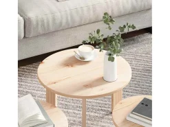 Mesa de Café 3 piezas Natural 47.5 x 47.5 x 27 cm