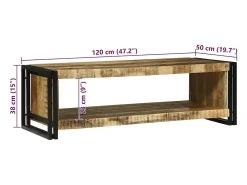 Mesa de Café 120 x 50 x 38 cm Madera maciza de mango rugosa