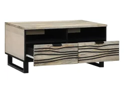 Mesa de Café con cajón Beige y Negro 80 x 54 x 40 cm