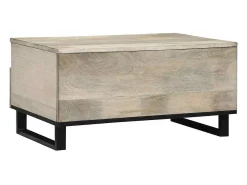 Mesa de Café con cajón Beige y Negro 80 x 54 x 40 cm