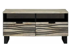 Mesa de Café con cajón Beige y Negro 80 x 54 x 40 cm