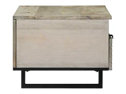 Mesa de Café con cajón Beige y Negro 80 x 54 x 40 cm