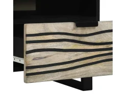 Mesa de Café con cajón Beige y Negro 80 x 54 x 40 cm
