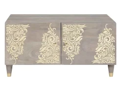 Mesa de Café Gris 80 x 50 x 40 cm madera maciza de mango