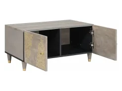 Mesa de Café Gris 80 x 50 x 40 cm madera maciza de mango