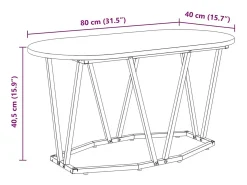 Mesa de Café Gris 80 x 40 x 40.5 cm Madera engineered y metal