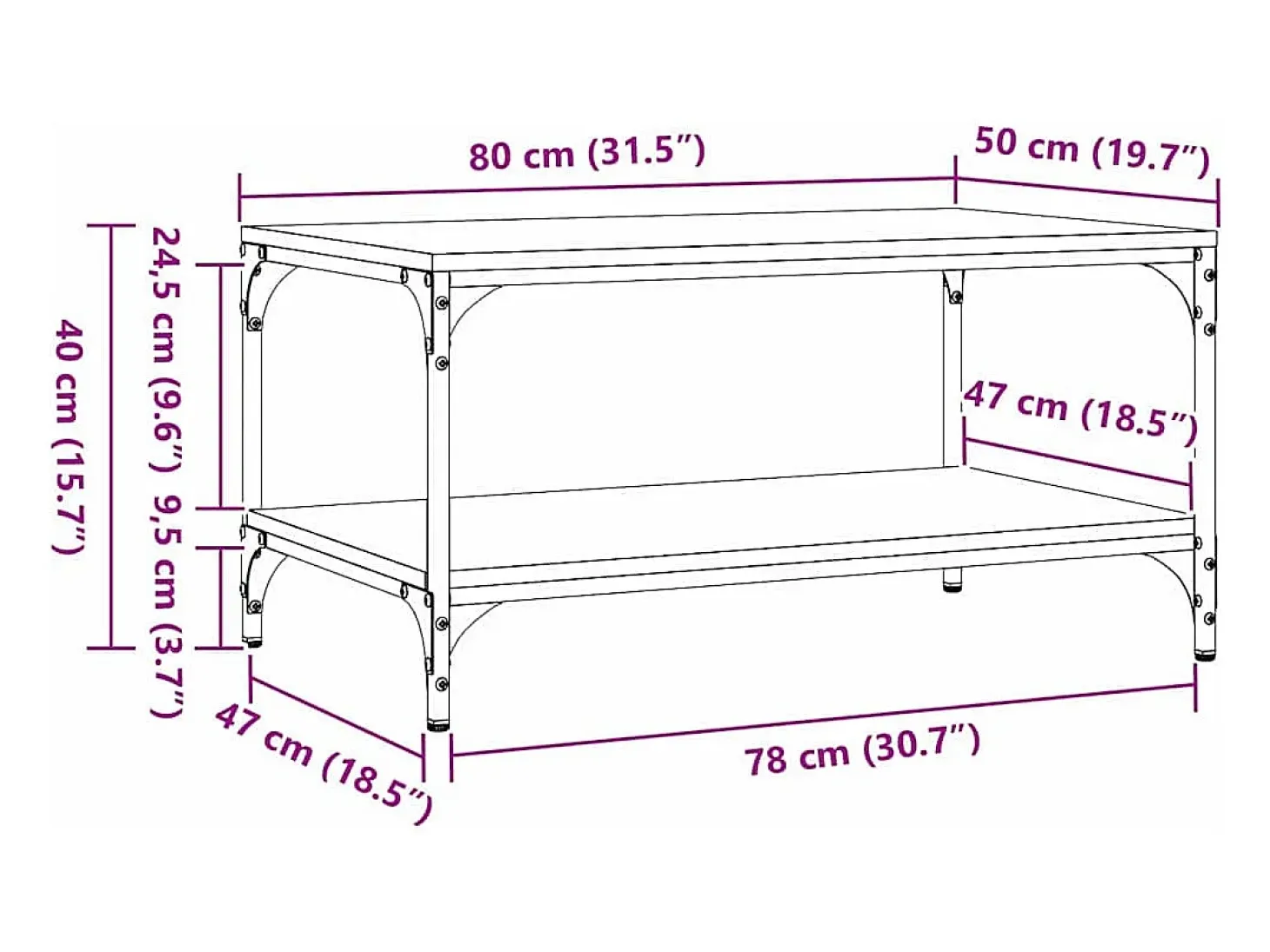 Mesa de Café Madera vieja 80 x 50 x 40 cm Madera contrachapada