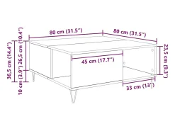 Mesa de Café Madera vieja 80 x 80 x 36.5 cm