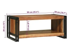 Mesa de Café Marrón 90 x 50 x 38 cm madera maciza de acacia