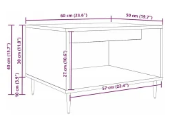 Mesa de Café Roble artisan 60 x 50 x 40 cm Madera contrachapada