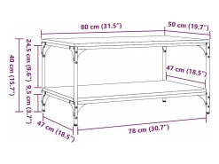 Mesa de Café Roble artisan 80 x 50 x 40 cm Madera contrachapada