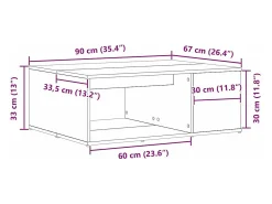 Mesa de Café Roble negro 90 x 67 x 33 cm Madera contrachapada