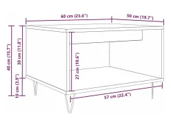 Mesa de Café Roble negro 60 x 50 x 40 cm Madera contrachapada