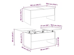 Mesa de Café Roble negro 102 x 50.5 x 46.5 cm