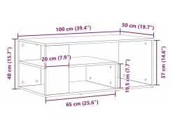 Mesa de Café Roble negro 100 x 50 x 40 cm Madera contrachapada