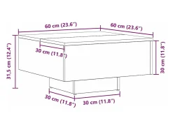 Mesa de Café Roble negro 60 x 60 x 31.5 cm Madera contrachapada