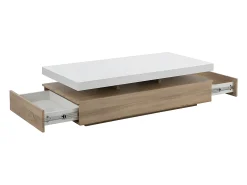 Mesa de centro - 2 cajones - MDF - Color: roble y blanco lacado. FELIX
