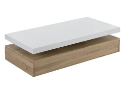 Mesa de centro - 2 cajones - MDF - Color: roble y blanco lacado. FELIX
