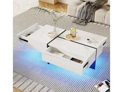 Mesa de centro - con sistema de iluminación LED controlado por aplicación - Blanco