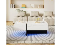 Mesa de centro - con sistema de iluminación LED controlado por aplicación - Blanco