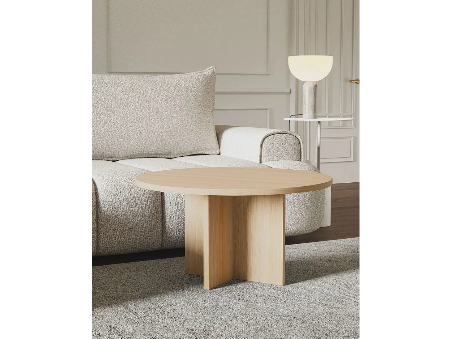 Mesa de centro - redonda 76x76 cm - Color Roble Lindberg - OVO