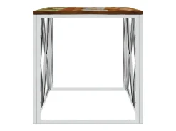 Mesa de centro acero inoxidable y madera maciza reciclada