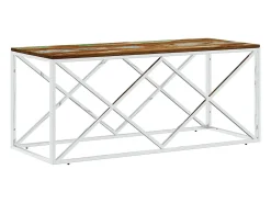 Mesa de centro acero inoxidable y madera maciza reciclada